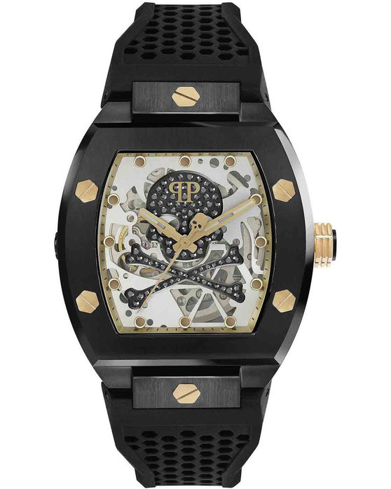 PHILIPP PLEIN The Skeleton Crystals Automatic Black Rubber Strap