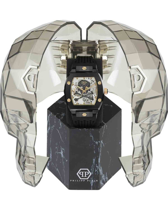 PHILIPP PLEIN The Skeleton Crystals Automatic Black Rubber Strap