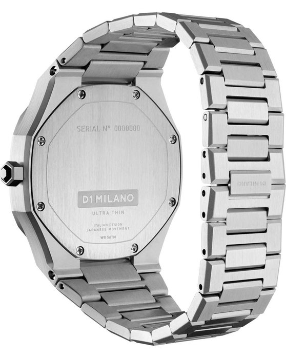 D1 MILANO Ultra Thin Silver Stainless Steel Bracelet