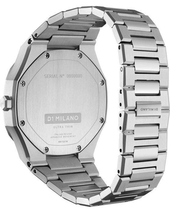 D1 MILANO Ultra Thin Silver Stainless Steel Bracelet