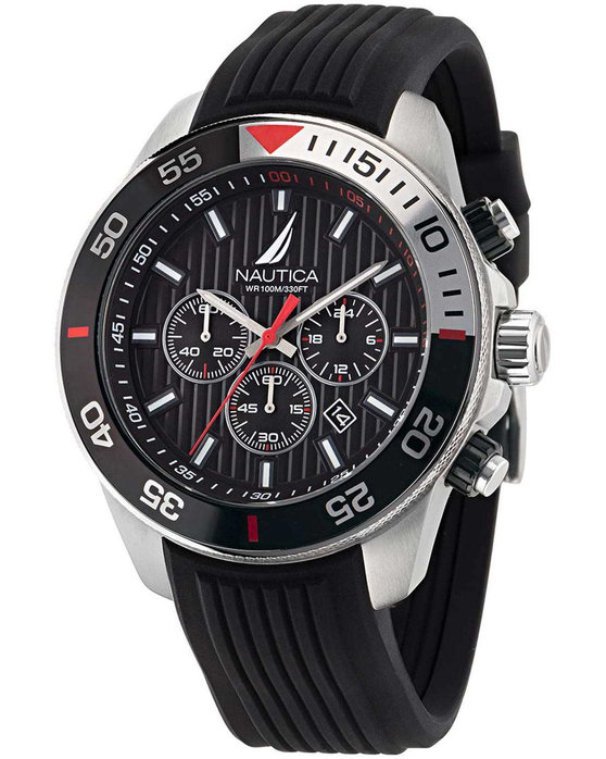 NAUTICA One Chronograph Black Silicone Strap