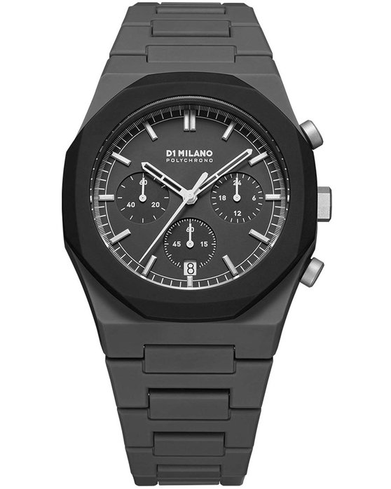 D1 MILANO Polychrono Chronograph Black Polycarbonate Bracelet