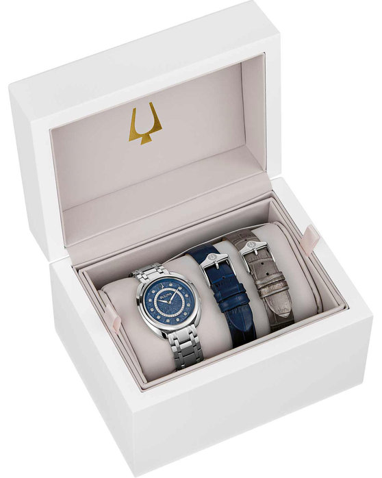 BULOVA Duality Diamonds Silver Stainless Steel Bracelet Gift Set