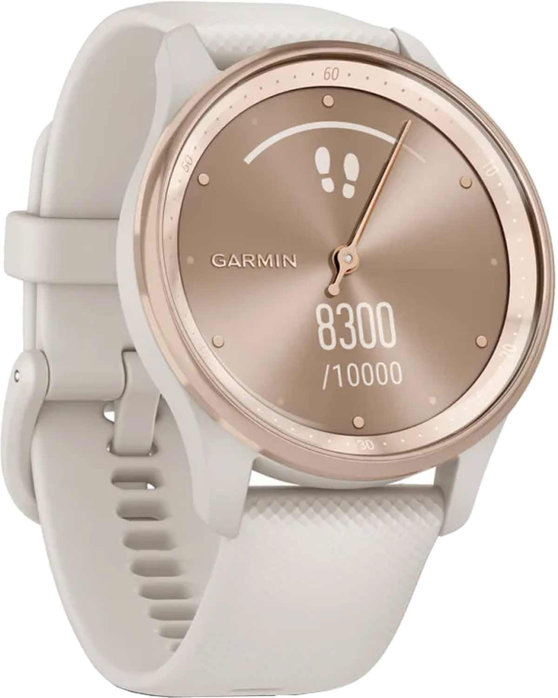 GARMIN Vivomove Trend Peach Gold Bezel with White Cream Case and Silicone Band