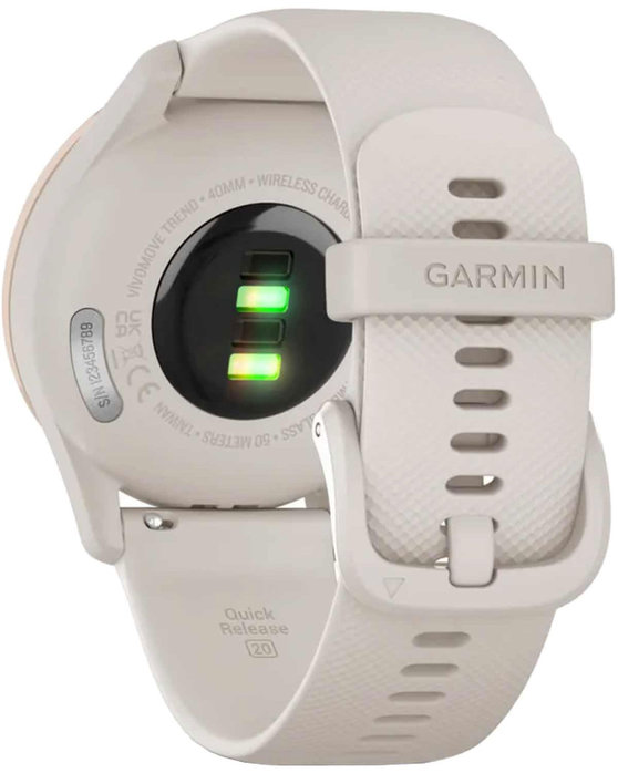 GARMIN Vivomove Trend Peach Gold Bezel with White Cream Case and Silicone Band