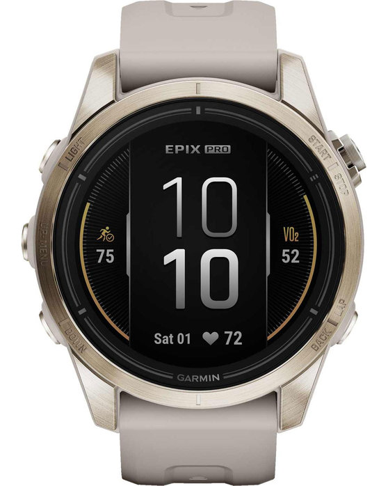 GARMIN Epix Pro Sapphire Edition Soft Gold with Light Sand Silicone Band