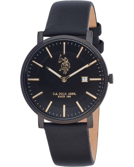 U.S.POLO Carter Black Leather Strap