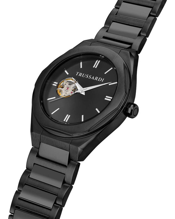 TRUSSARDI Brink Automatic Black Metallic Bracelet