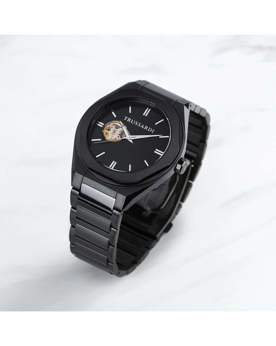 TRUSSARDI Brink Automatic Black Metallic Bracelet