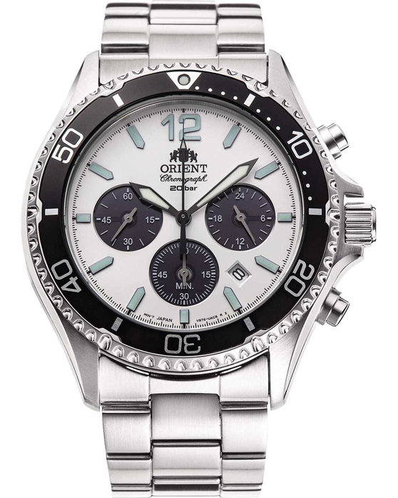 ORIENT Sports Mako Solar Chronograph Silver Stainless Steel Bracelet