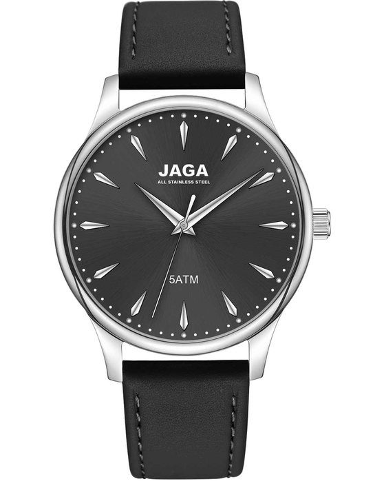 JAGA Black Leather Strap