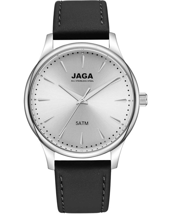 JAGA Black Leather Strap