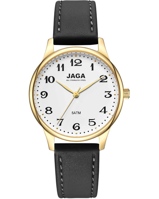 JAGA Black Leather Strap