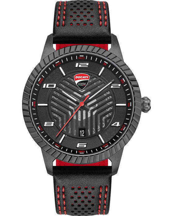 DUCATI CORSE Podio Black Leather Strap