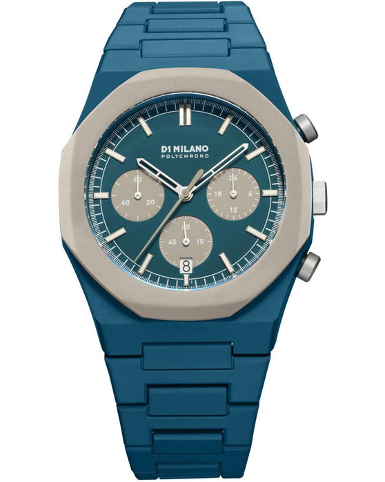 D1 MILANO Polychrono Chronograph Blue Polycarbonate Bracelet