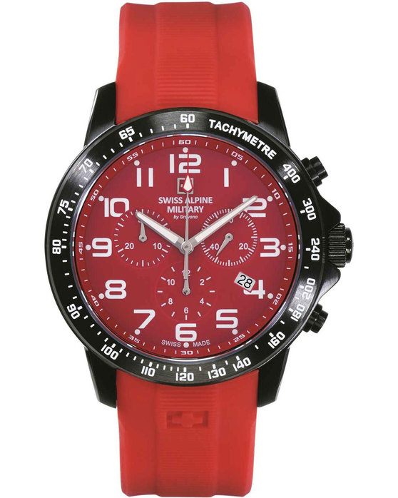 SWISS ALPINE MILITARY Ranger Chronograph Red Silicone Strap