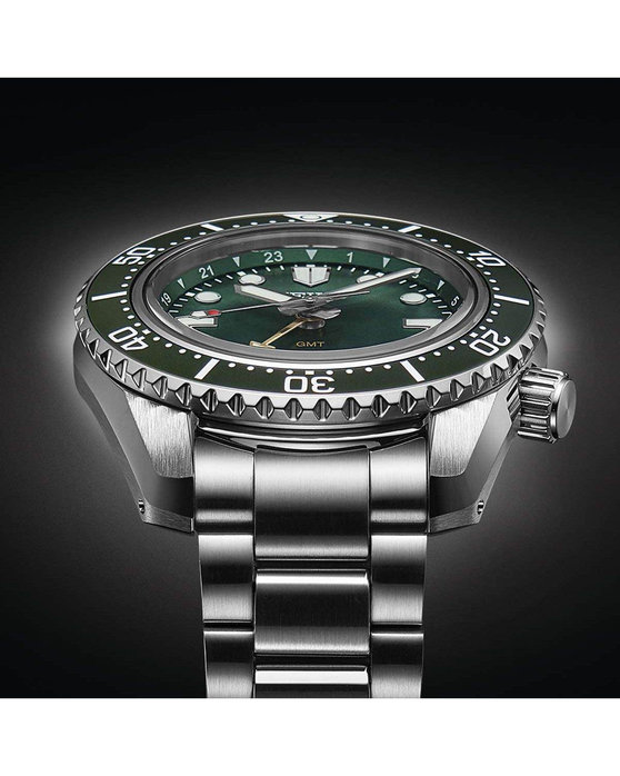 SEIKO Prospex Marine Green Divers Automatic GMT Silver Stainless Steel Bracelet