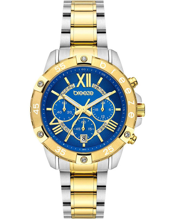 BREEZE Spectacolo Swarovski Chronograph Two Tone Stainless Steel Bracelet