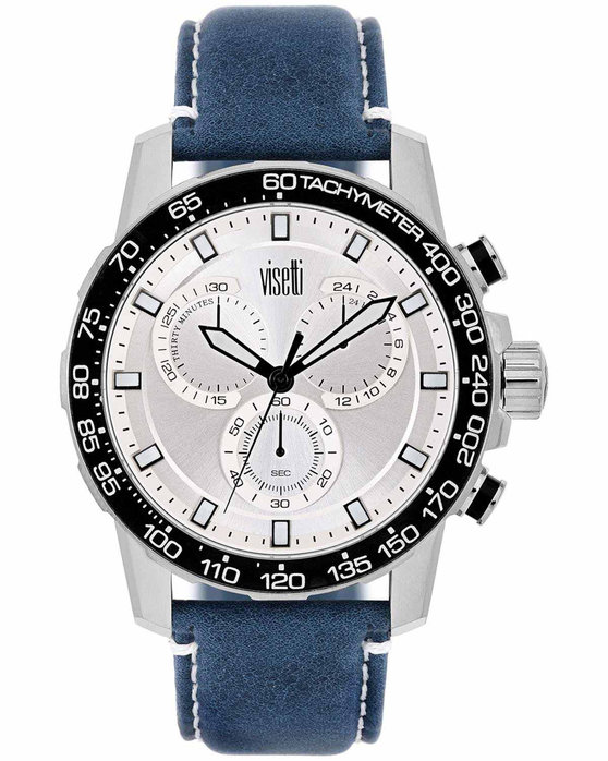 VISETTI Chrono Blue Leather Strap