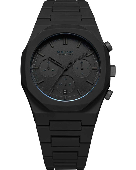 D1 MILANO Polychrono Project Shadow Chronograph Black Polycarbonate Bracelet