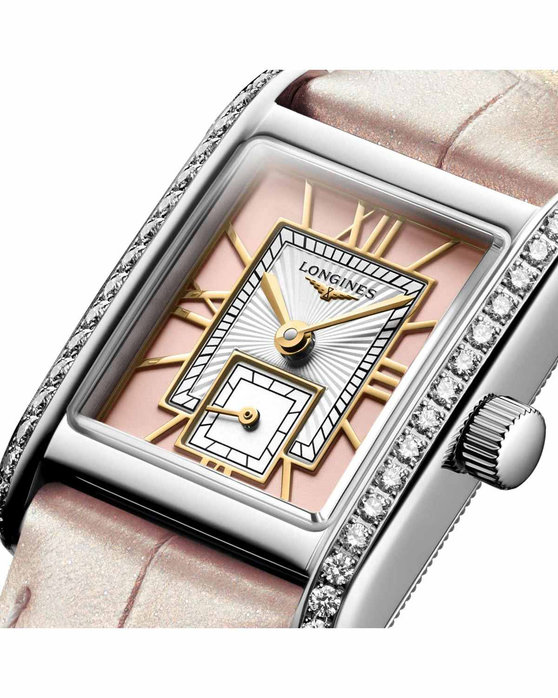 LONGINES Mini DolceVita Diamonds Pink Leather Strap