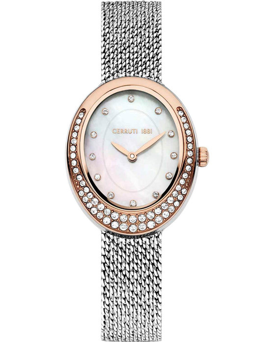 CERRUTI Nemi Crystals Silver Fabric Strap