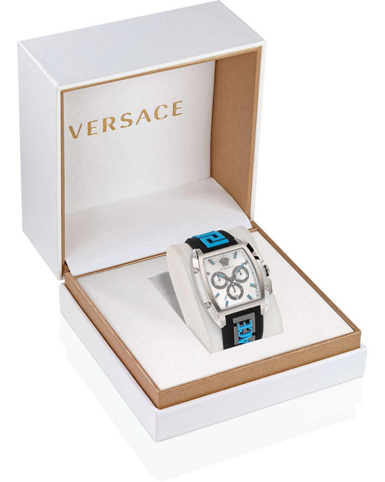 VERSACE Dominus Chronograph Three Tone Rubber Strap