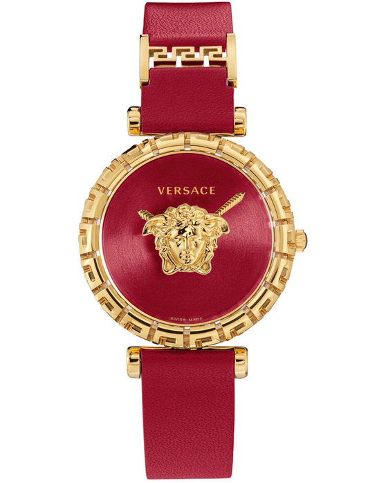 VERSACE V-Motif Red Leather Strap