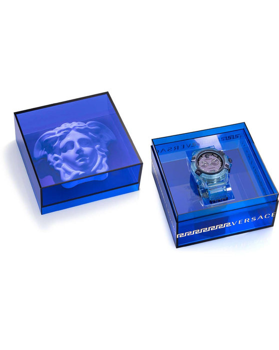 VERSACE Icon Active Chronograph Light Blue Rubber Strap