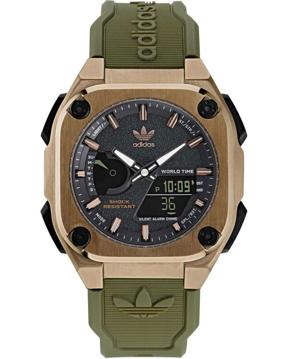 ADIDAS ORIGINALS City Tech One Dual Time Chronograph Green Synthetic Strap