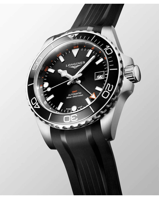 LONGINES HydroConquest Automatic Dual Time Black Rubber Strap