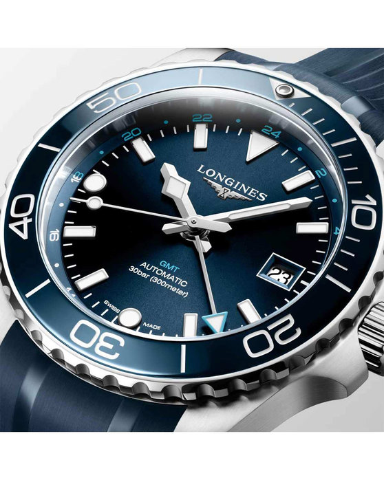 LONGINES HydroConquest Automatic Dual Time Blue Rubber Strap