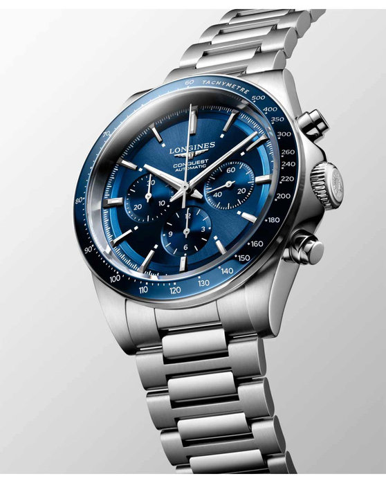 LONGINES Conquest Automatic Chronograph Silver Stainless Steel Bracelet