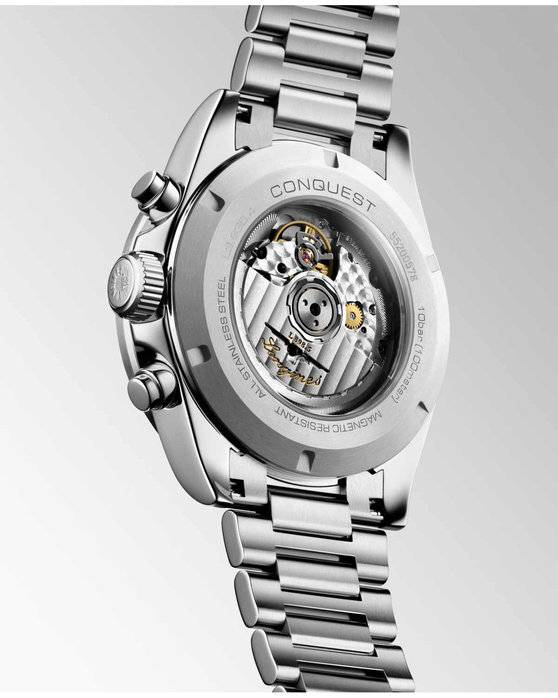 LONGINES Conquest Automatic Chronograph Silver Stainless Steel Bracelet