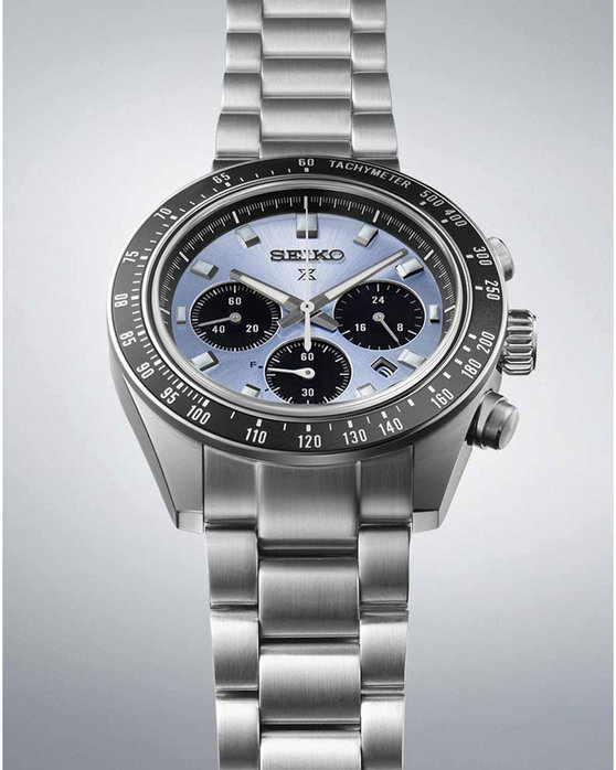 SEIKO Prospex Crystal Trophy Speedtimer Solar Chronograph Silver Stainless Steel Bracelet