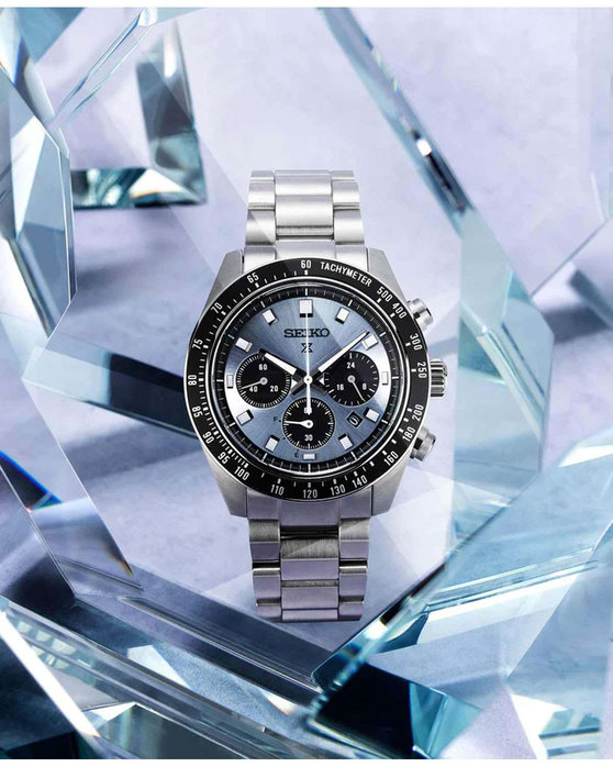 SEIKO Prospex Crystal Trophy Speedtimer Solar Chronograph Silver Stainless Steel Bracelet