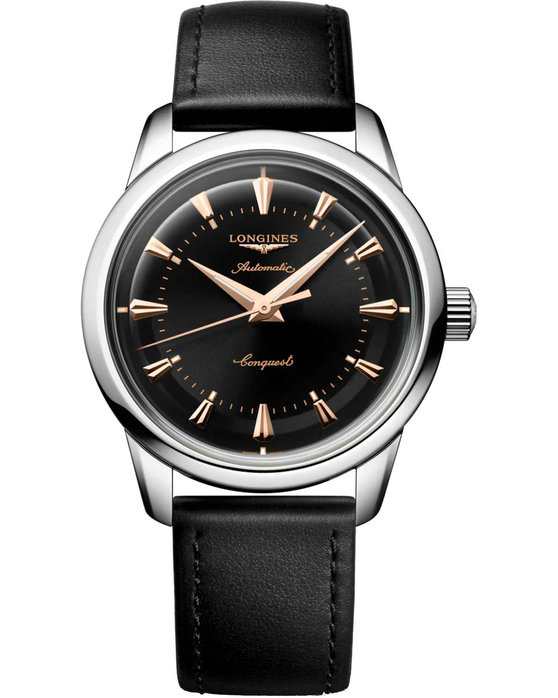 LONGINES Conquest Heritage Classic Automatic Black Leather Strap