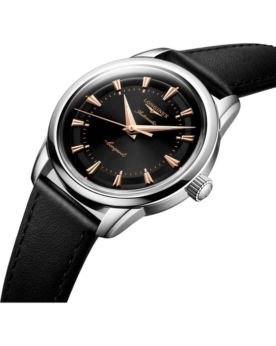 LONGINES Conquest Heritage Classic Automatic Black Leather Strap