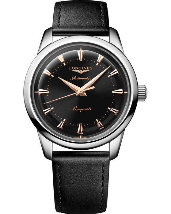 LONGINES Conquest Heritage Classic Automatic Black Leather Strap