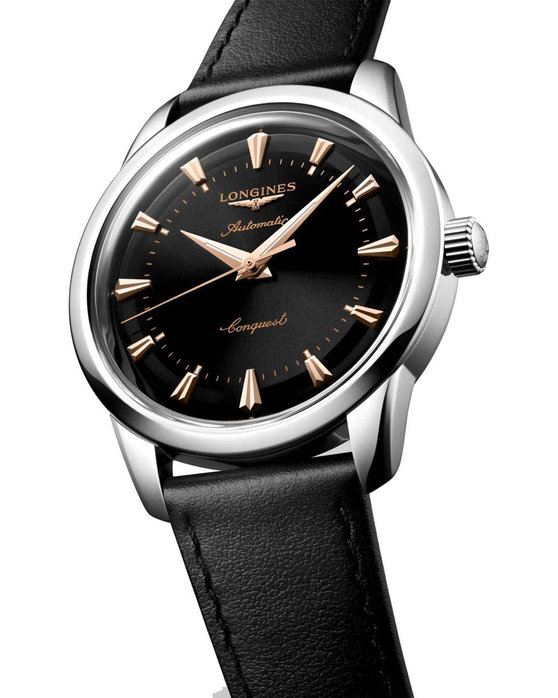 LONGINES Conquest Heritage Classic Automatic Black Leather Strap