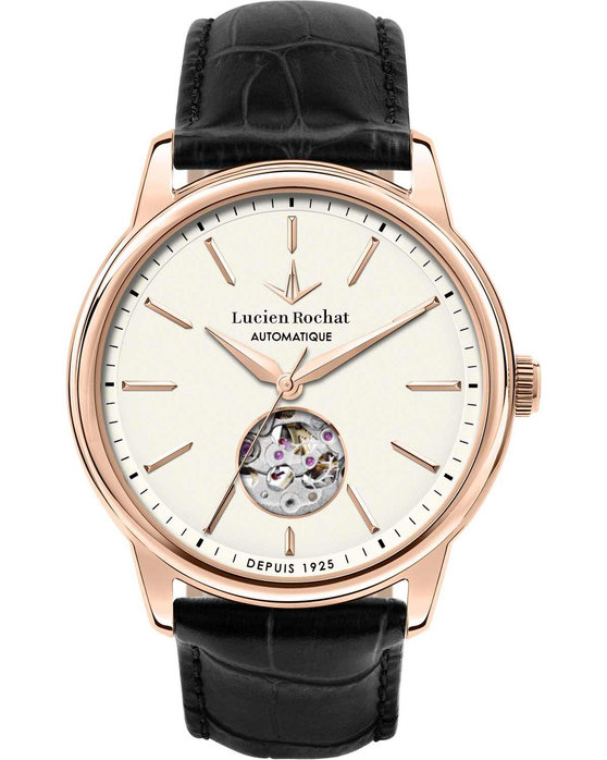 LUCIEN ROCHAT Iconic Automatic Black Leather Strap