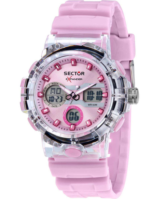 SECTOR EX-46 Dual Time Chronograph Pink Plastic Strap