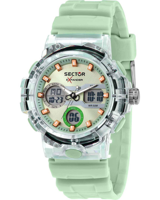 SECTOR EX-46 Dual Time Chronograph Light Green Plastic Strap