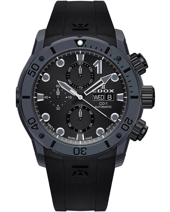 EDOX CO-1 Carbon Automatic Chronograph Black Rubber Strap