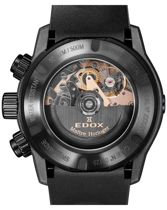 EDOX CO-1 Carbon Automatic Chronograph Black Rubber Strap