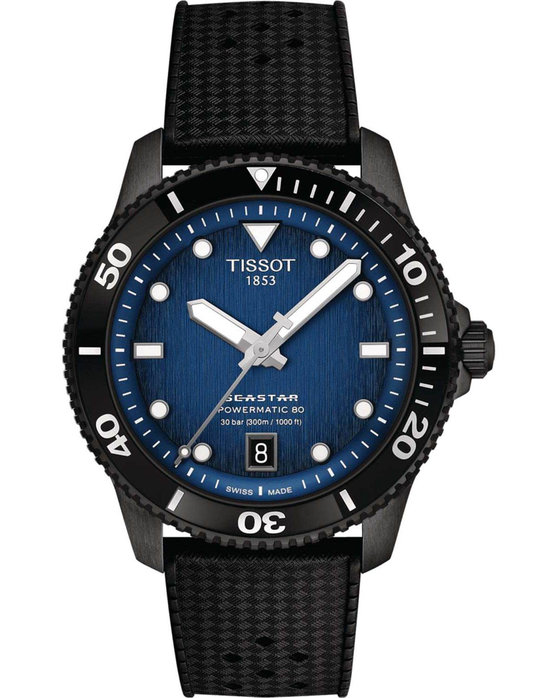 TISSOT T-Sport Seastar 1000 Powermatic 80 Automatic Black Rubber Strap