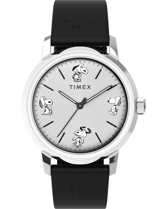 TIMEX x Peanuts Marlin Automatic Black Leather Strap