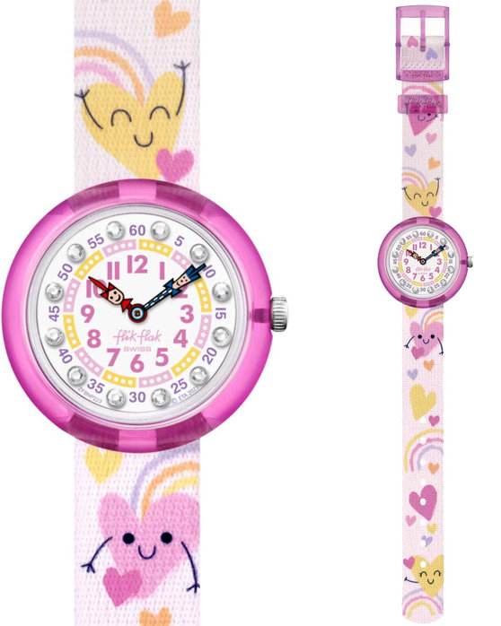 FLIK FLAK Organized Chaos Bouncing Hearts Multicolor Plastic Strap