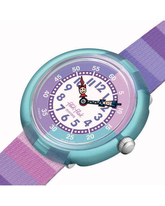 FLIK FLAK Organized Chaos Stripy Purple Plastic Strap