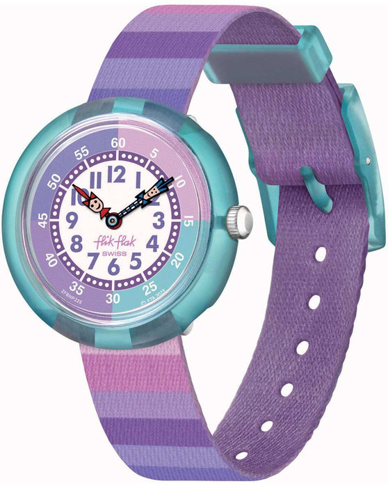 FLIK FLAK Organized Chaos Stripy Purple Plastic Strap